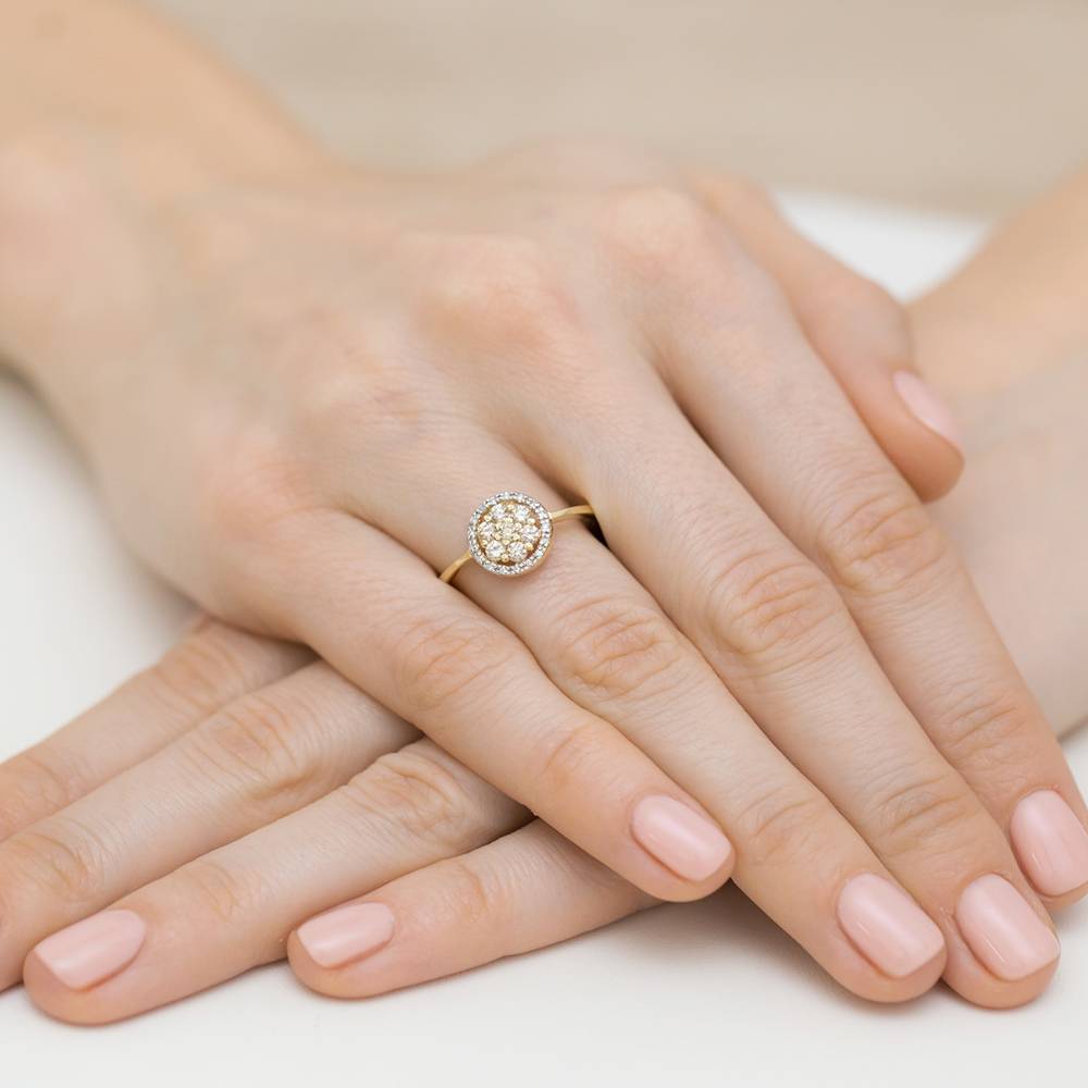 Bague en Or Circle avec Diamants Marron