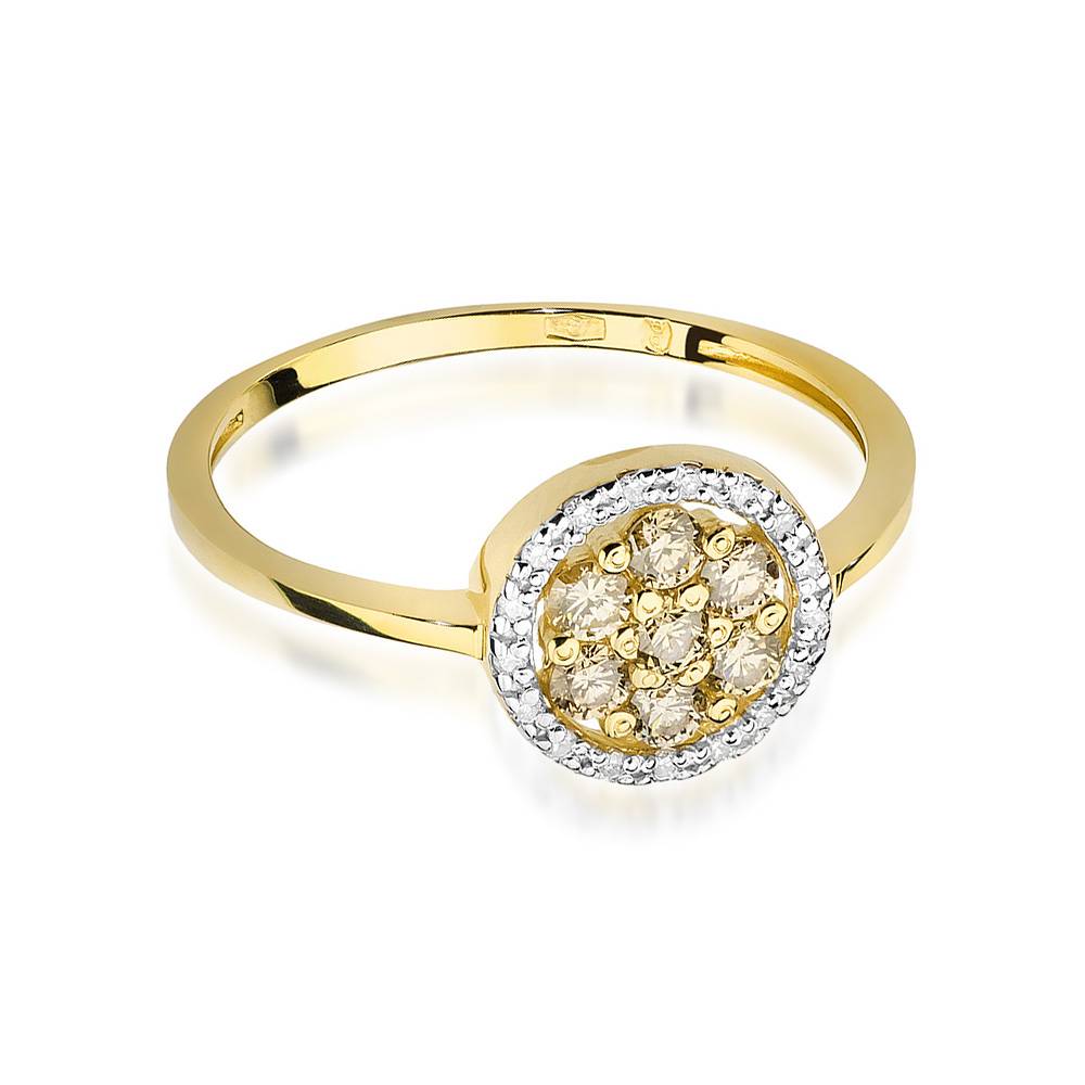 Bague en Or Circle avec Diamants Marron