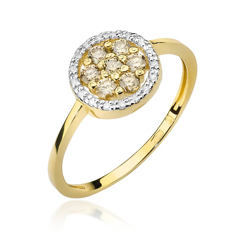 Bague en Or Circle avec Diamants Marron