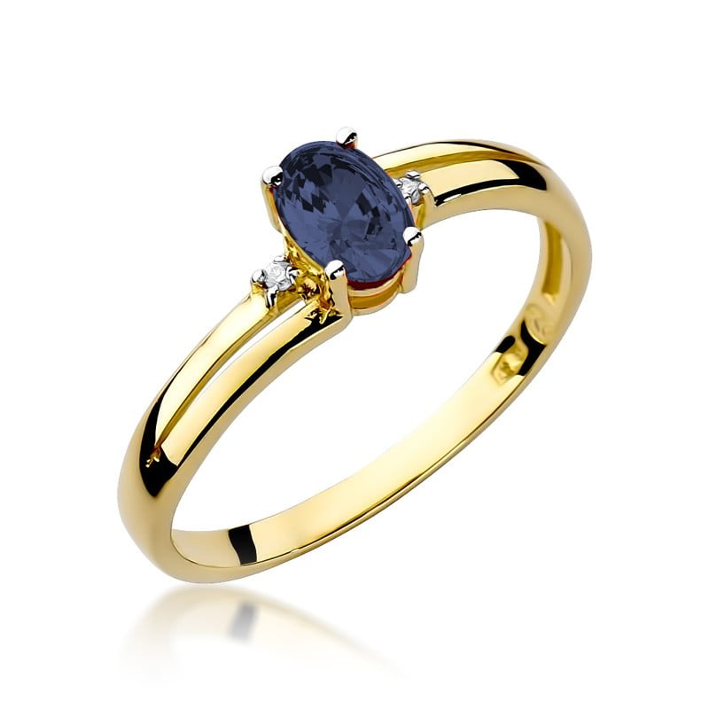 Ring Nocturna aus Gold mit Saphir und 2 Diamanten