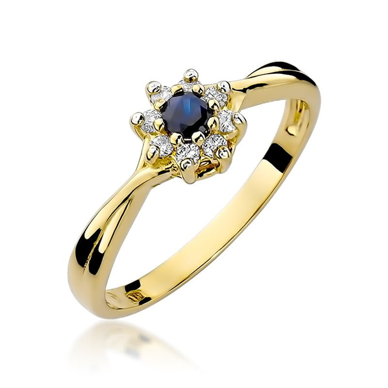 Anillo Vespera en Oro con Zafiro y 8 Diamantes