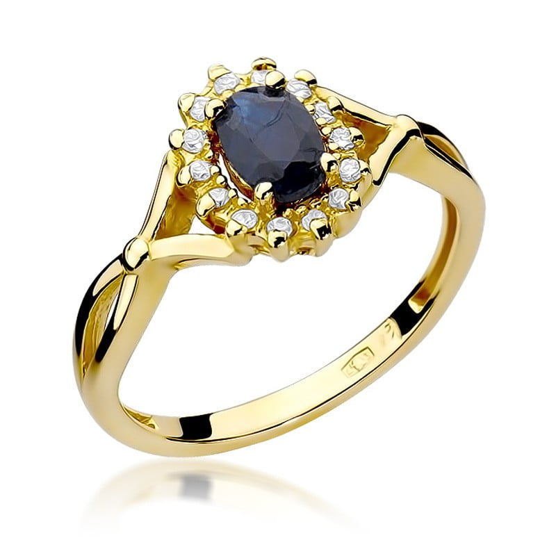 Ring Iside aus Gold mit Saphir und 14 Diamanten
