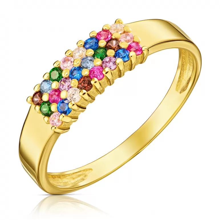 Anillo Shine Multicolor en Oro y Circonitas