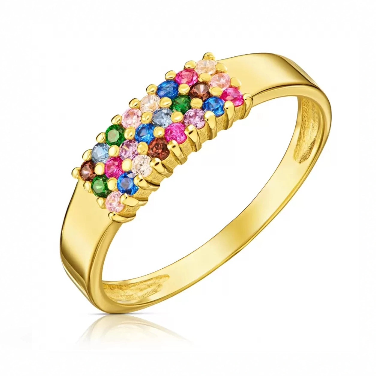 Shine-Multicolor-Ring aus Gold mit Zirkonia