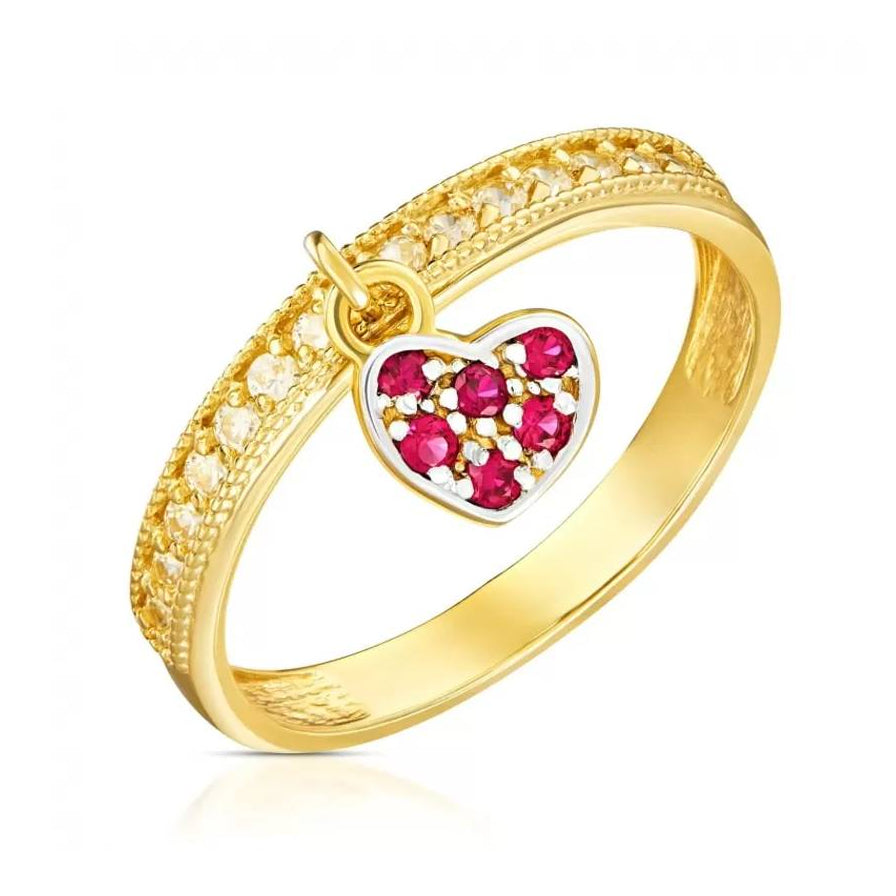 Anello Pendant Heart in Oro e Zirconi