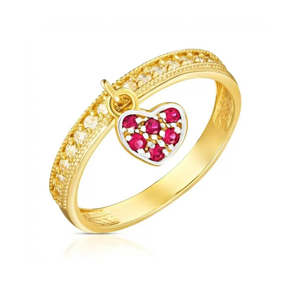 Anillo Colgante Corazón en Oro y Circonitas