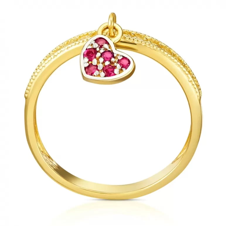 Anillo Colgante Corazón en Oro y Circonitas