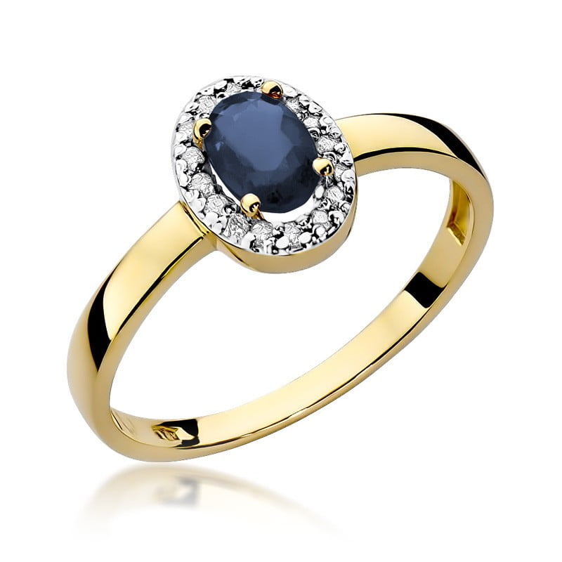 Anillo Saphira en Oro con Zafiro y 16 Diamantes