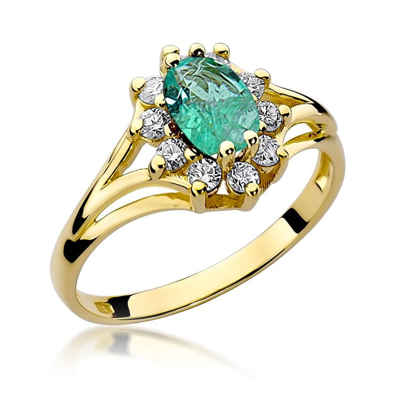 Altea Ring in Gold with Emerald and 10 Diamonds