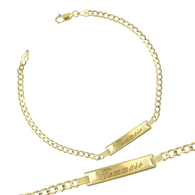 14KT Gold Bracelet with Engravable Tag