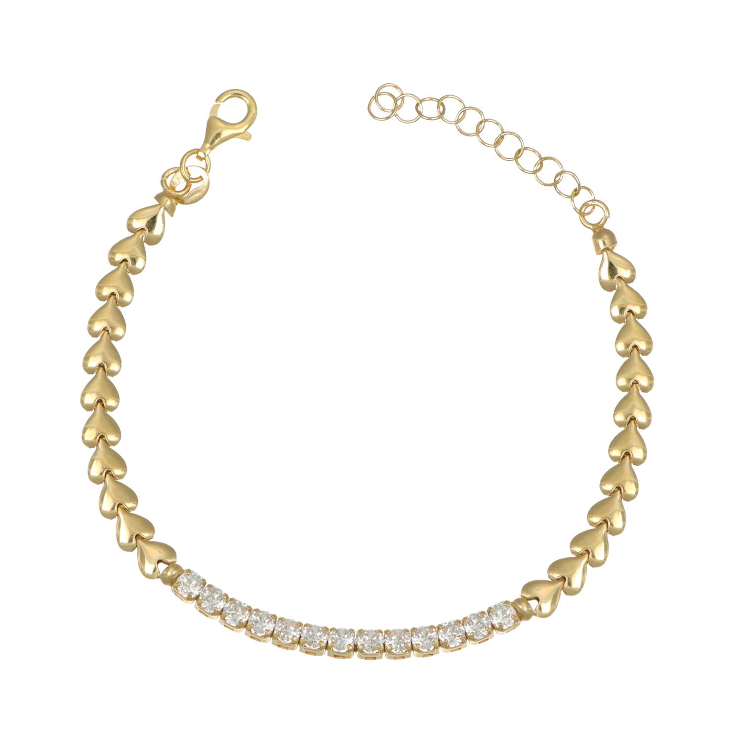 Pulsera Cadena Corazón con Circonitas Blancas