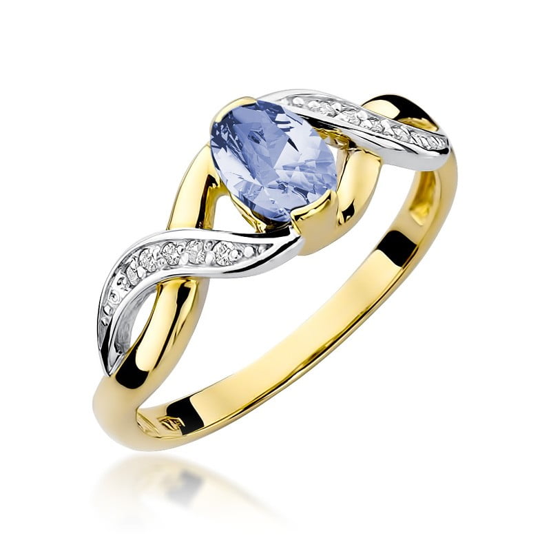 Anello Nora in Oro Bicolore con Tanzanite e 10 Diamanti