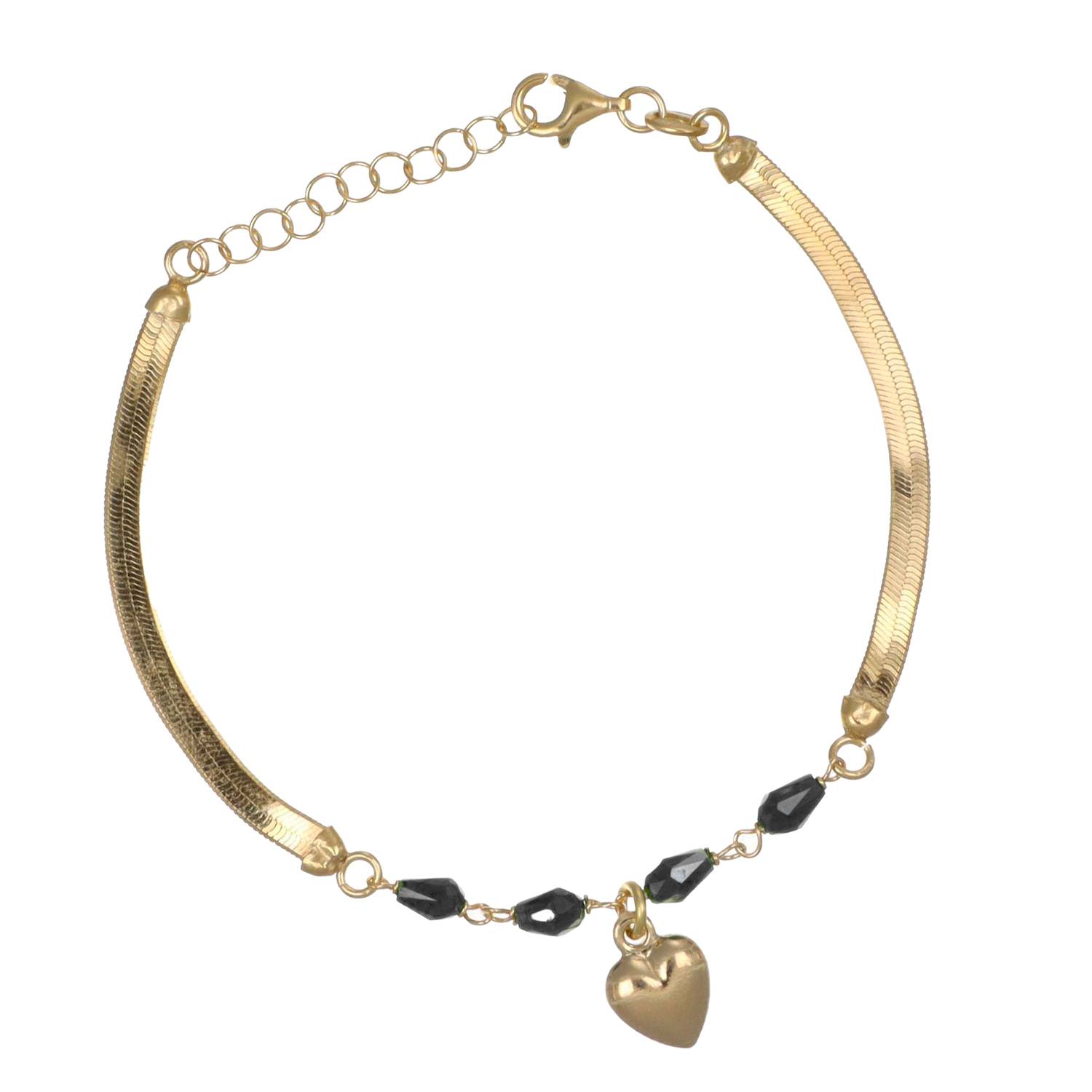 Pulsera Snake con circonitas y colgante de corazón