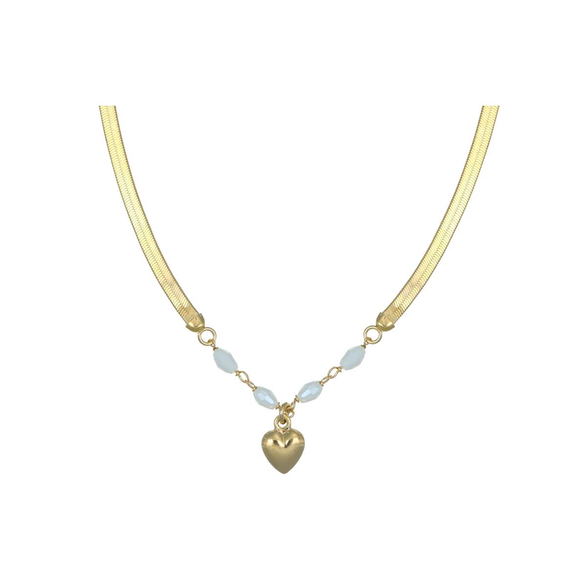 Collana Snake con Zirconi e Cuore Pendente