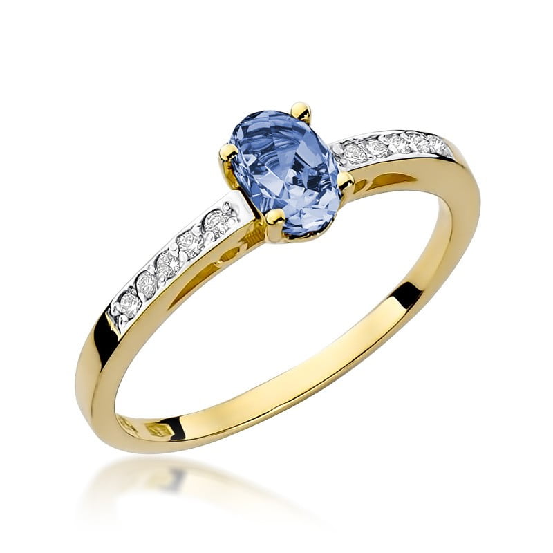 Anello Aurora  in Oro con Tanzanite e 10 Diamanti