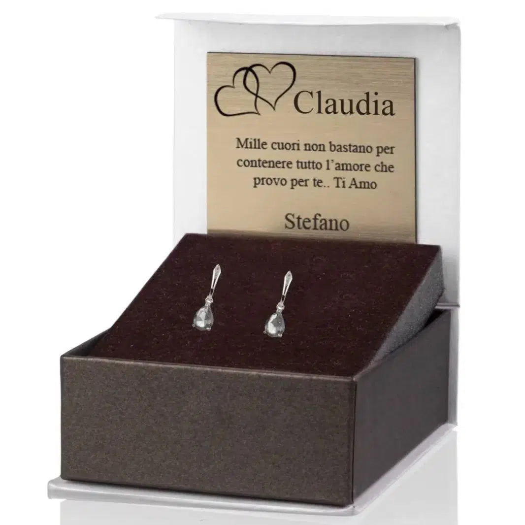 Orecchini con Zircone Goccia Bianco