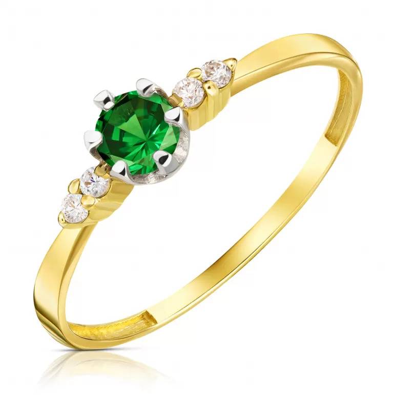 Green Gear Gold Ring