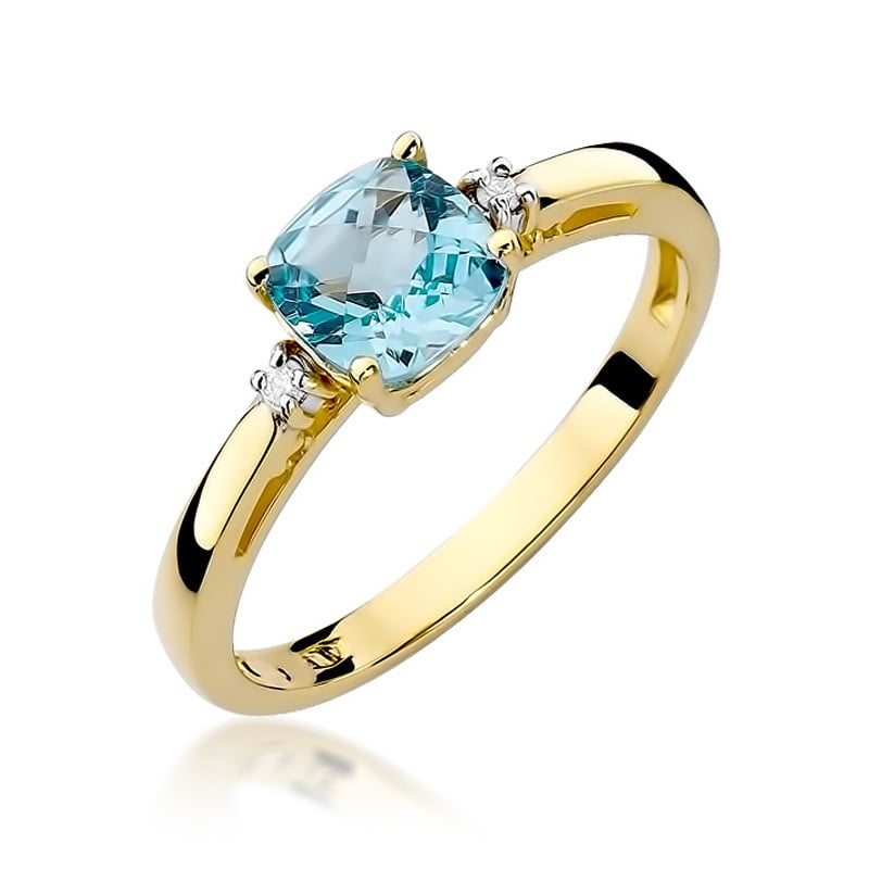 Coralia Ring in Gold with Topaz and 2 Diamonds