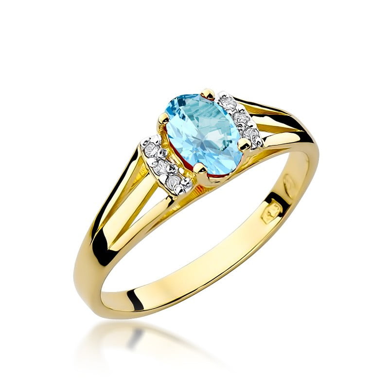 Anillo Elisya en Oro con Topacio y 6 Diamantes