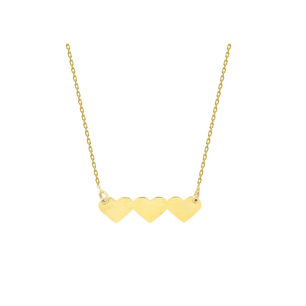 Halskette aus Gold mit drei Herzen