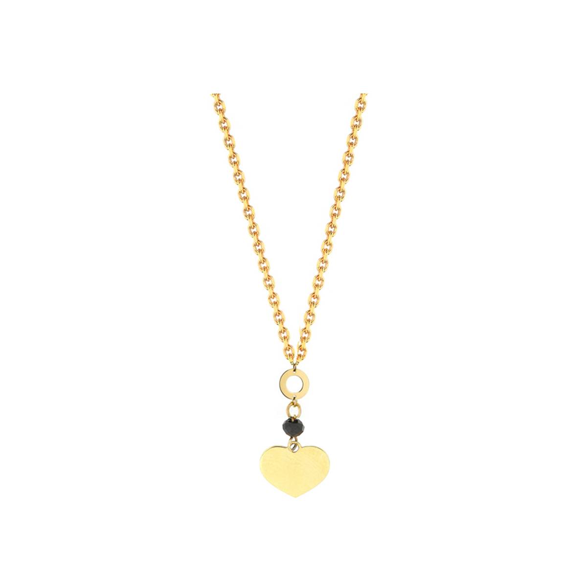 Collier en Or avec Cœur et Zircone Noire