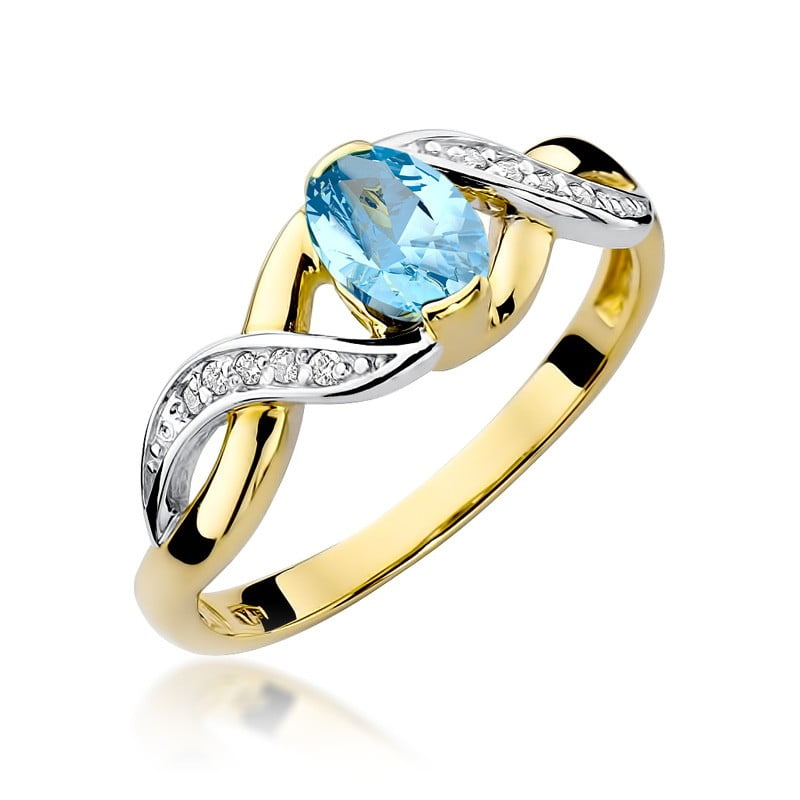Anillo Velira en Oro con Topacio y 10 Diamantes
