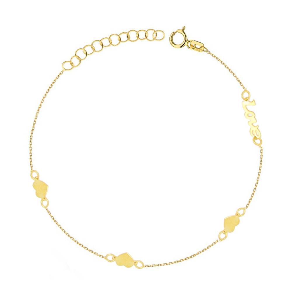 Bracciale in Oro Love con Tre Cuori