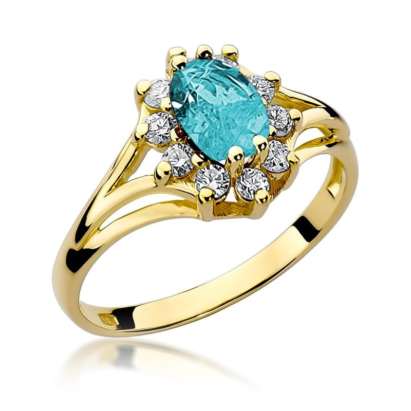 Azzurea Ring in Gold with Topaz and 10 Diamonds