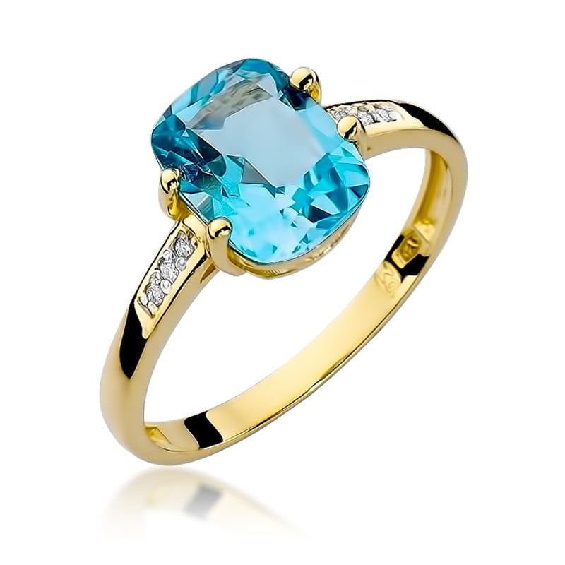 Anillo Ondaria en Oro con Topacio y 6 Diamantes