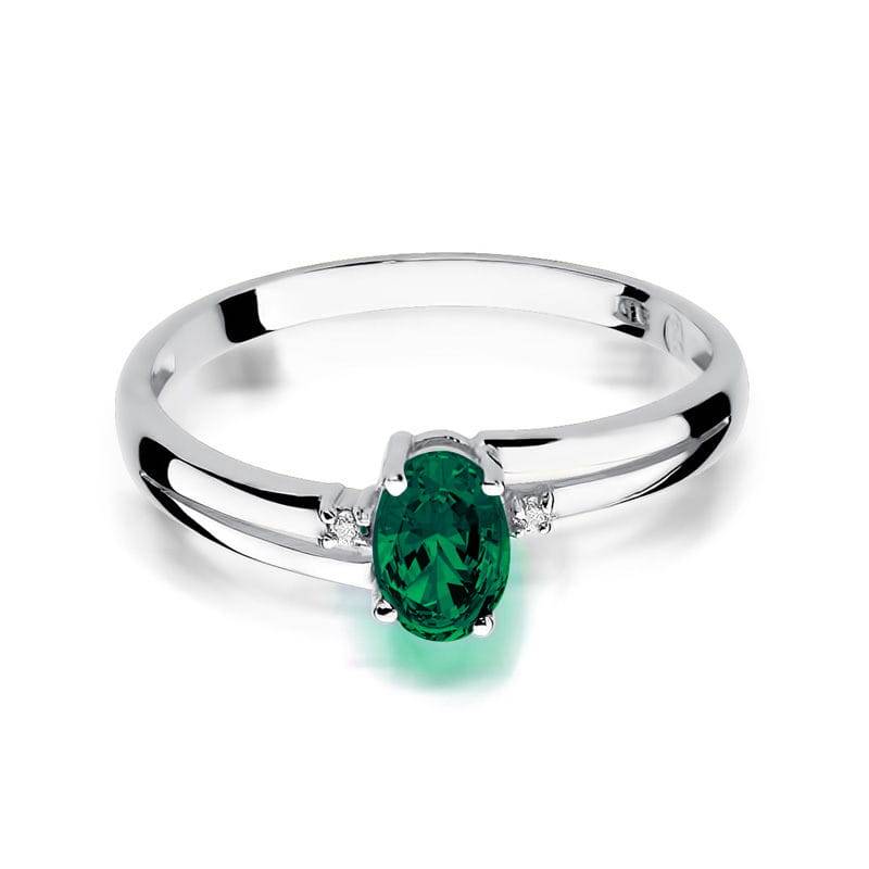 Ring aus Gold mit Smaragd 0,40 ct und 2 Diamanten 0,03 ct