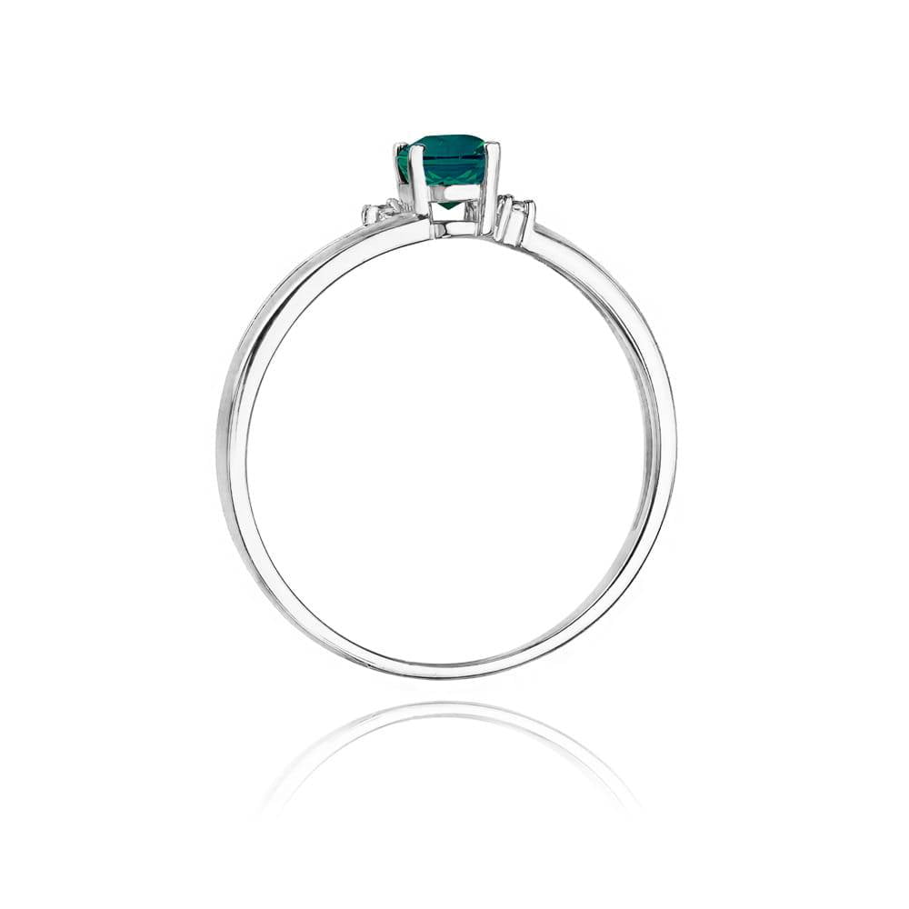 Ring aus Gold mit Smaragd 0,40 ct und 2 Diamanten 0,03 ct