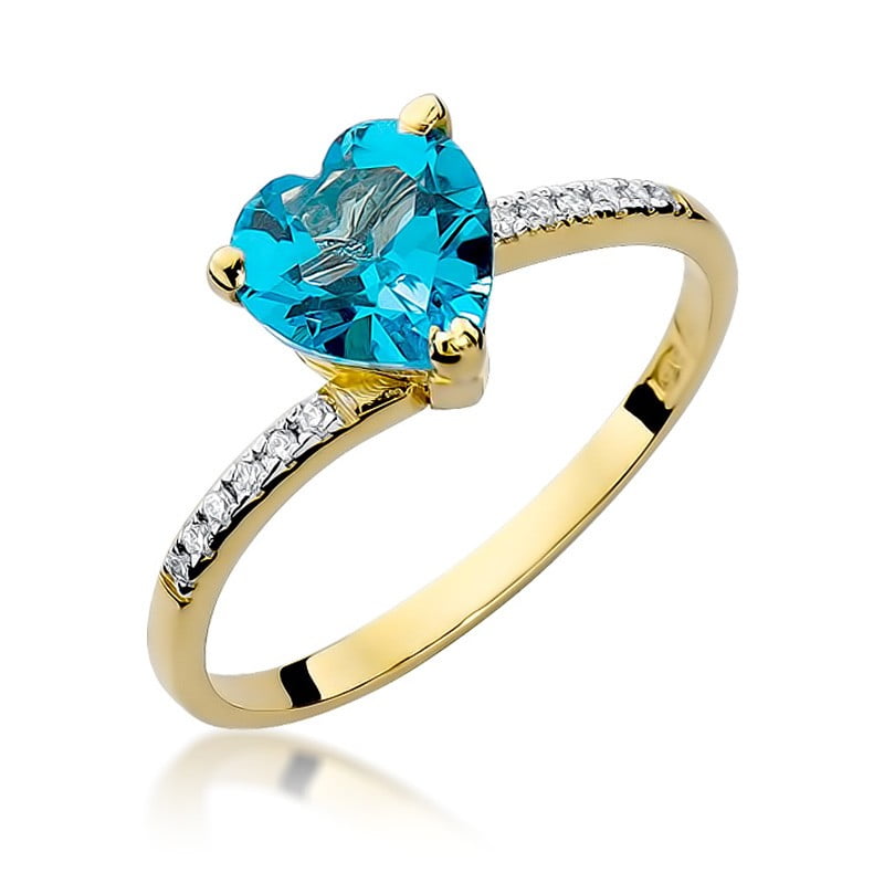 Anillo Elaria en Oro con Topacio y 12 Diamantes