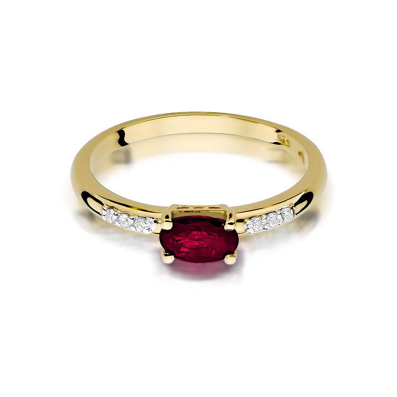 Anello In Oro Starlight con Rubino 0,60 ct e 6 Diamanti 0,03 ct