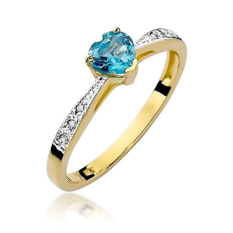 Ring Lunira aus Gold mit Topas und 6 Diamanten