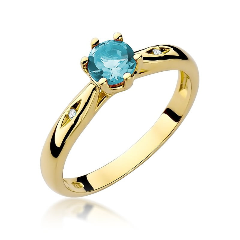 Anillo Elvya en Oro con Topacio y 2 Diamantes