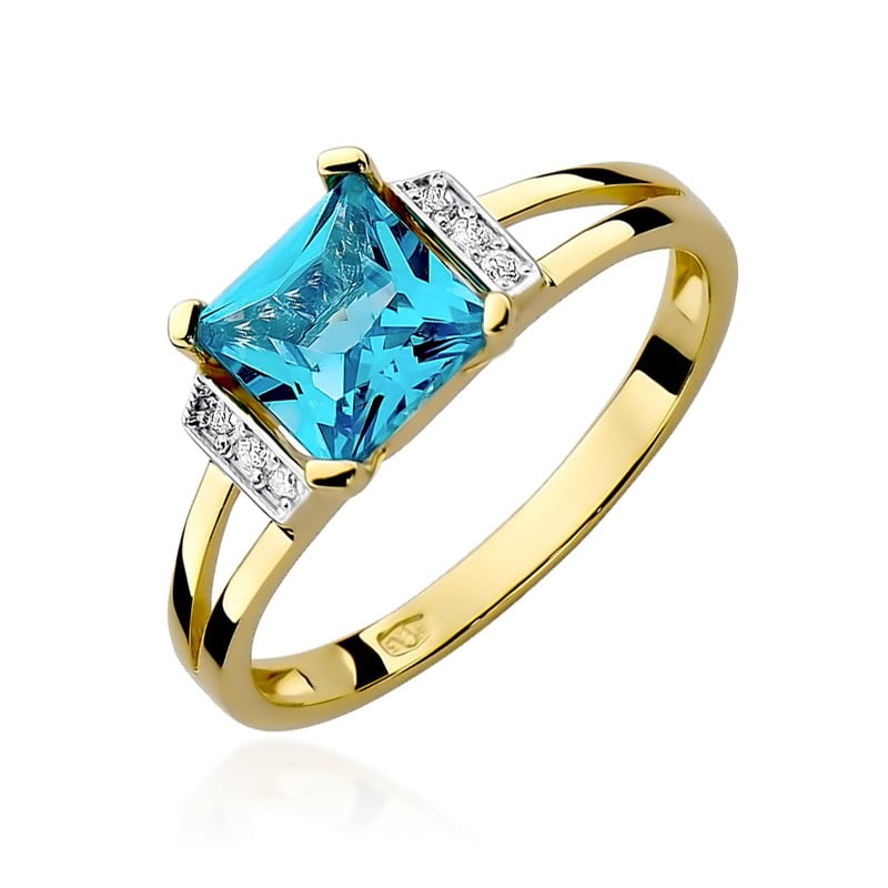 Skya Ring in Gold with Topaz and 6 Diamonds