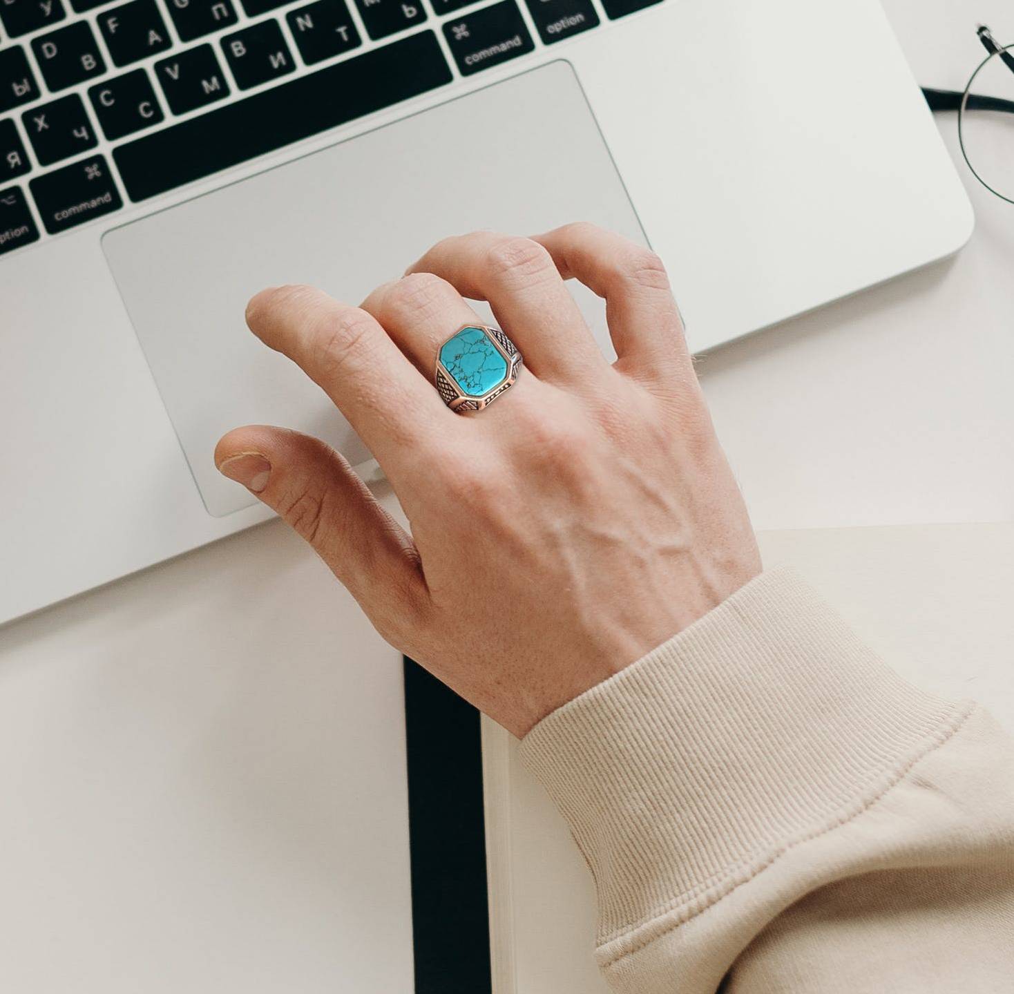 Ring aus Silber mit Türkis