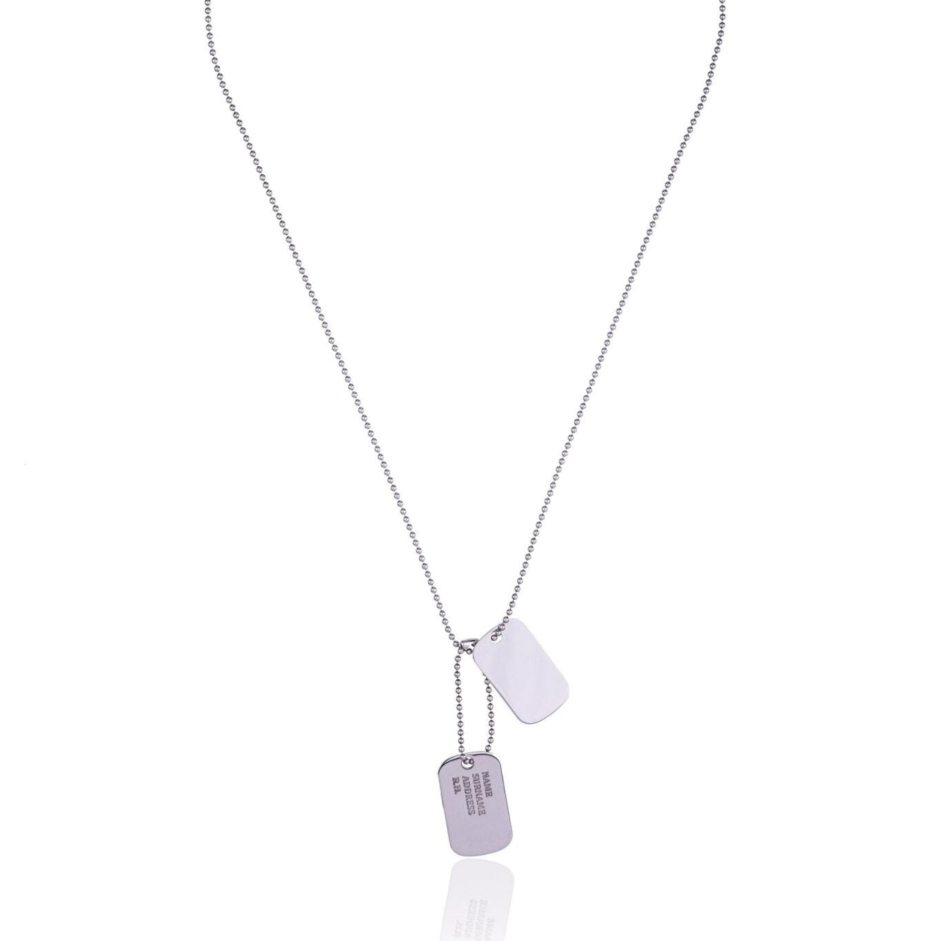 Military Necklace with Double Engravable Dog Tag