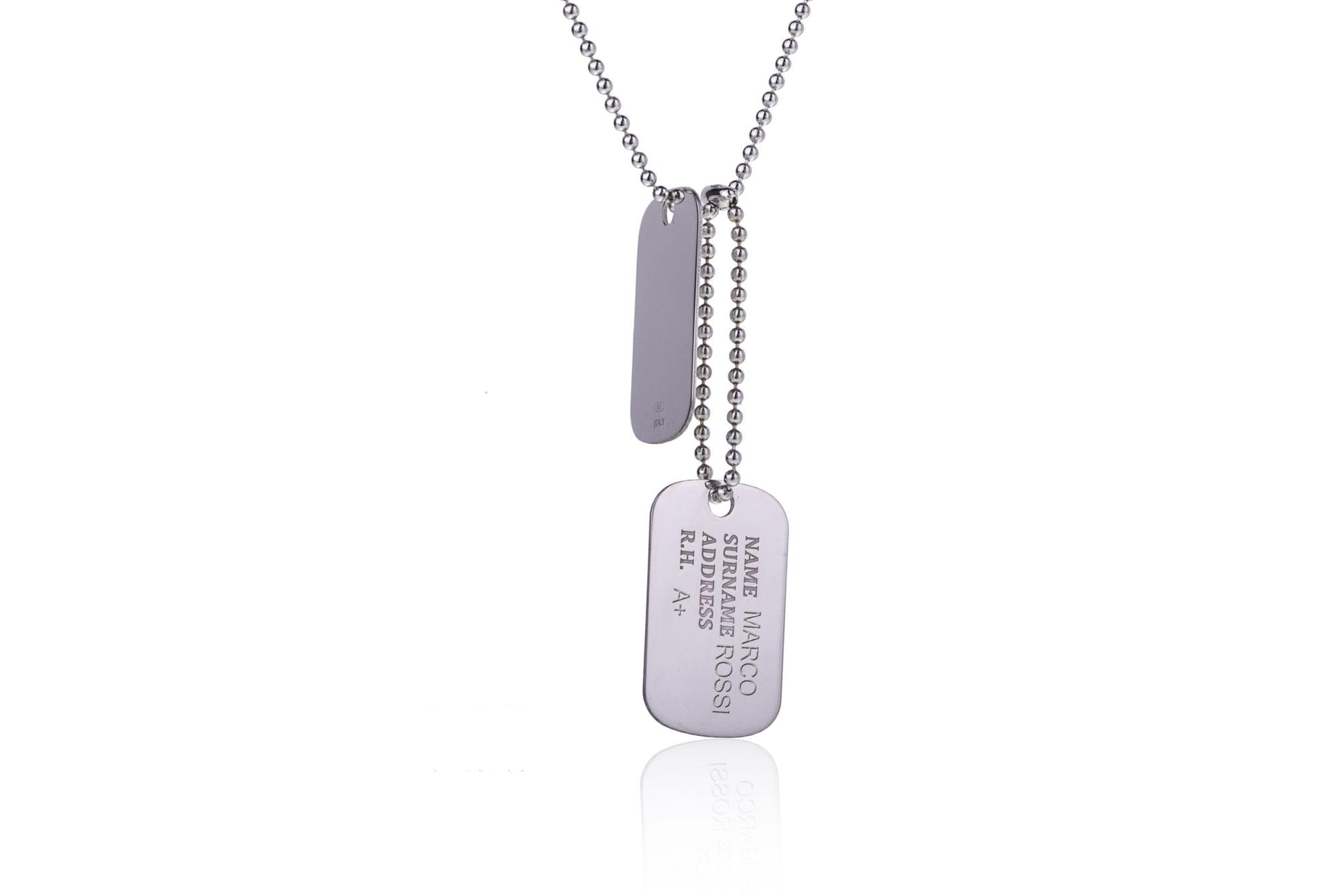 Military Necklace with Double Engravable Dog Tag