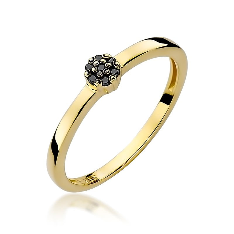 Bague mini Rosé en Or avec 7 Diamants Noirs