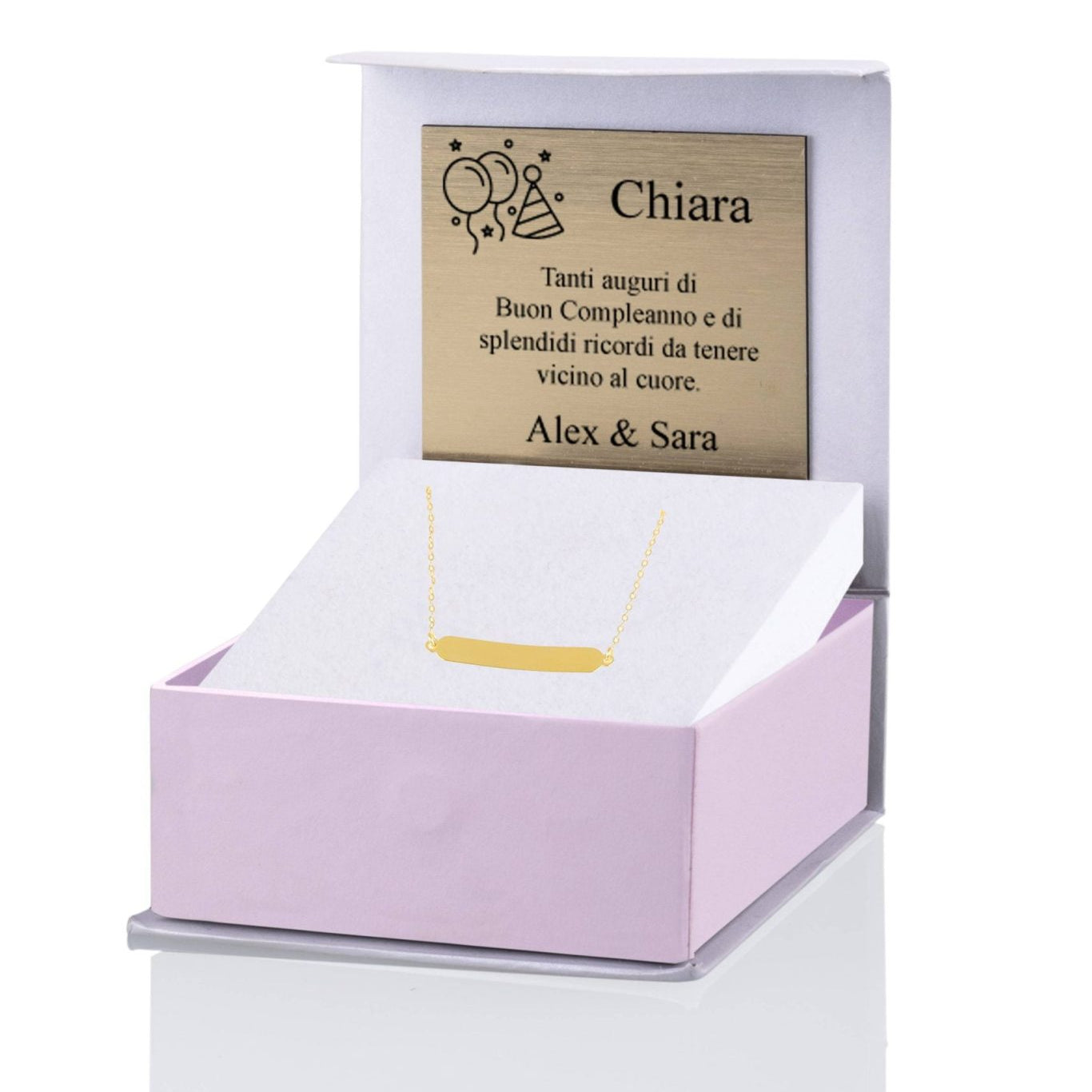 Pulsera de Plata Dorada para Niños con Placa Rectangular