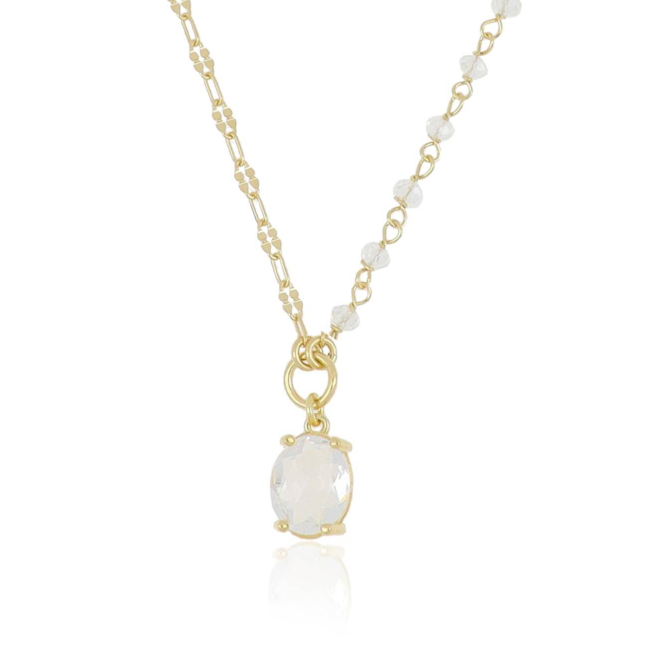 Golden Dalia Necklace with Zirconia