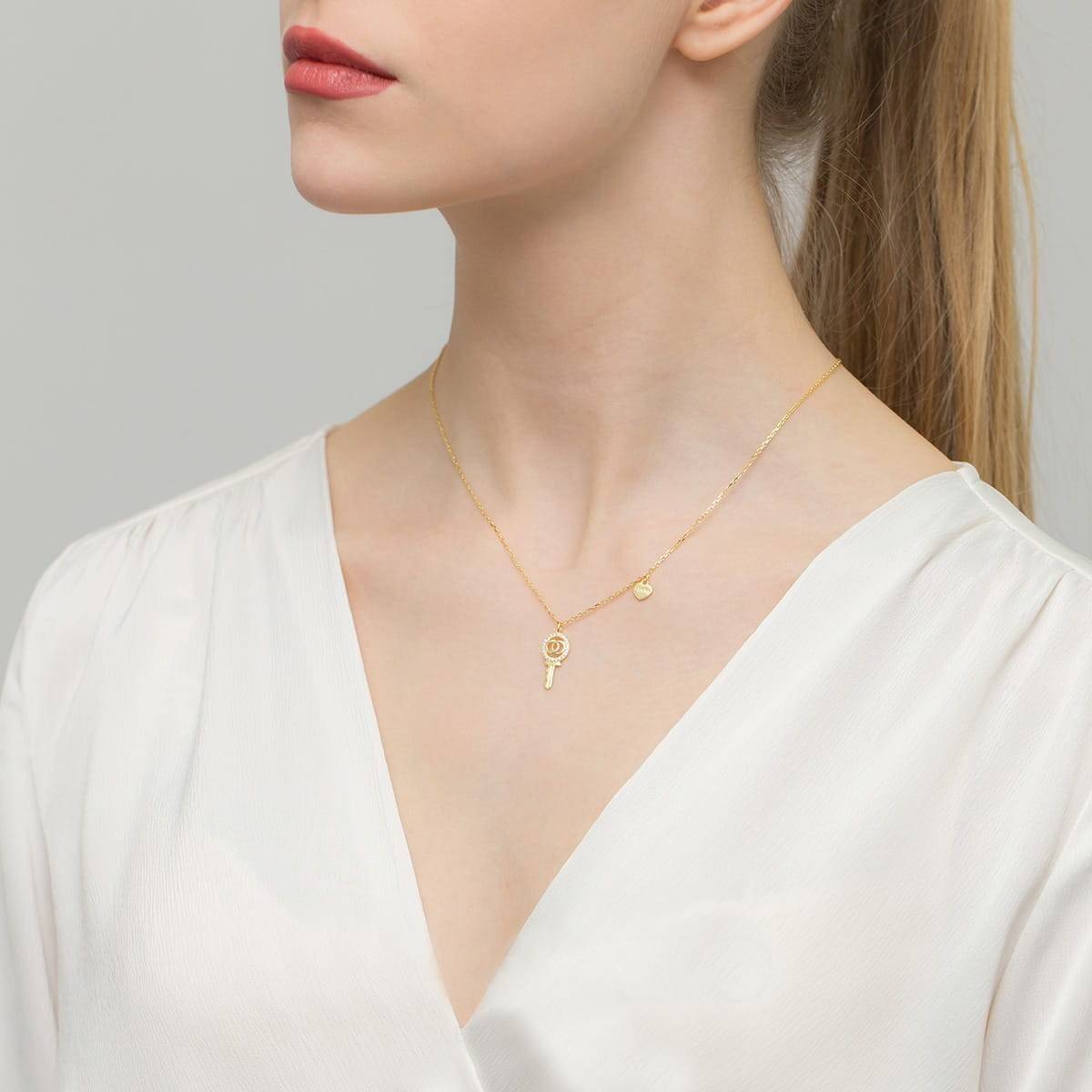 Halskette aus Silber Lucky Key mit Zirkonia