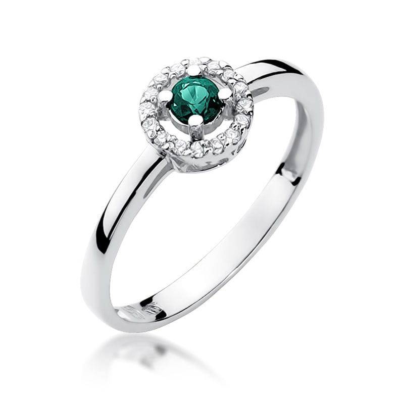 Goldring mit Smaragd 0,15 ct und Diamanten 0,08 ct