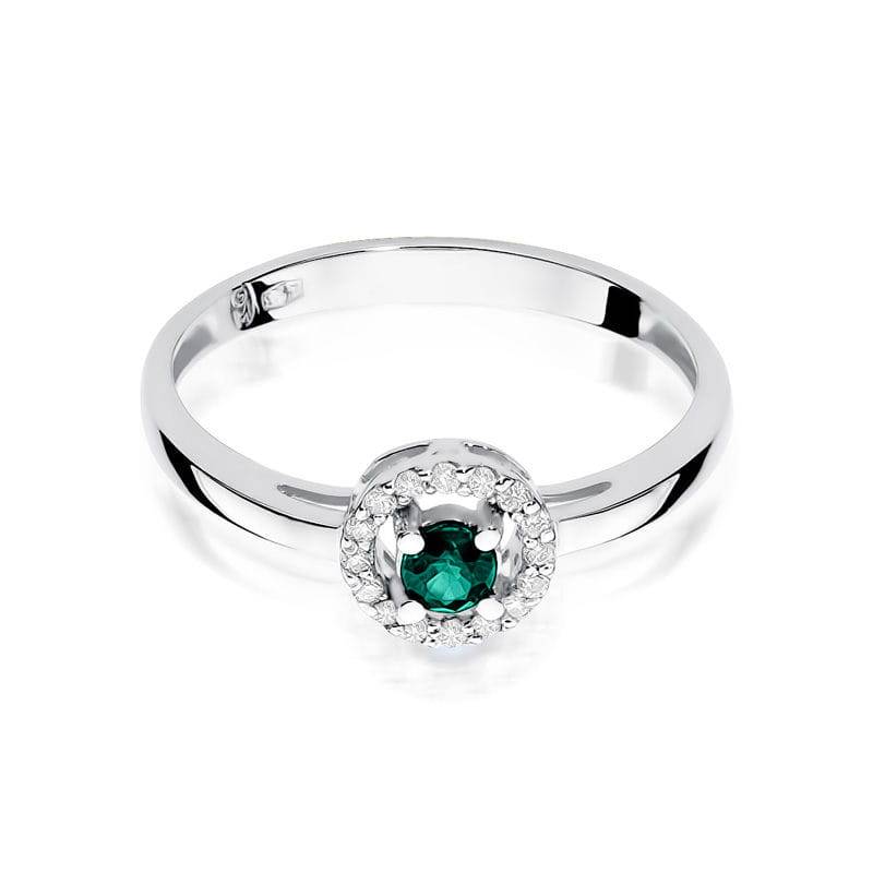 Goldring mit Smaragd 0,15 ct und Diamanten 0,08 ct