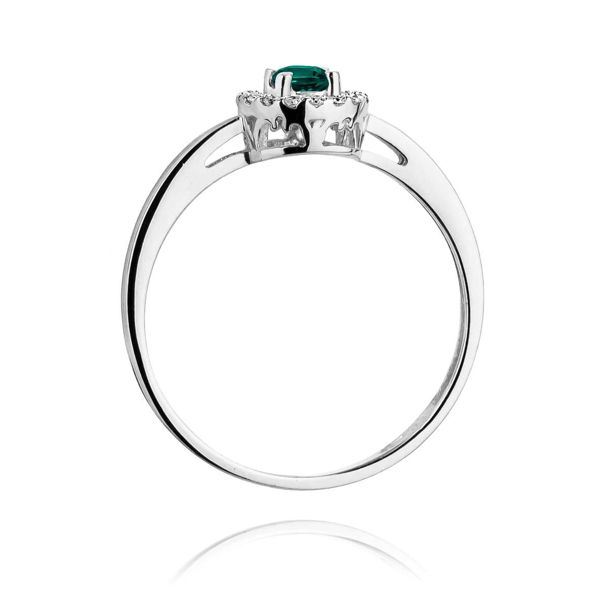 Goldring mit Smaragd 0,15 ct und Diamanten 0,08 ct