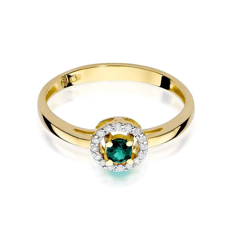 Goldring mit Smaragd 0,15 ct und Diamanten 0,08 ct