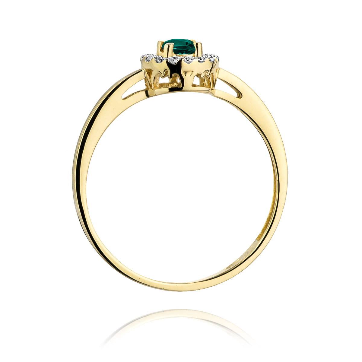 Goldring mit Smaragd 0,15 ct und Diamanten 0,08 ct
