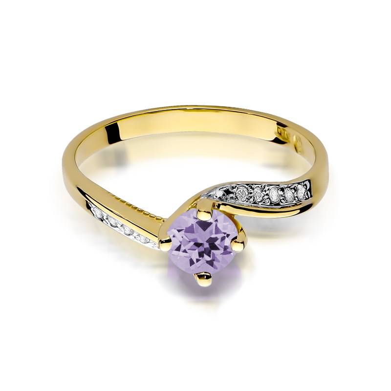 Bague en or avec améthyste 0,50 ct et diamants 0,05 ct