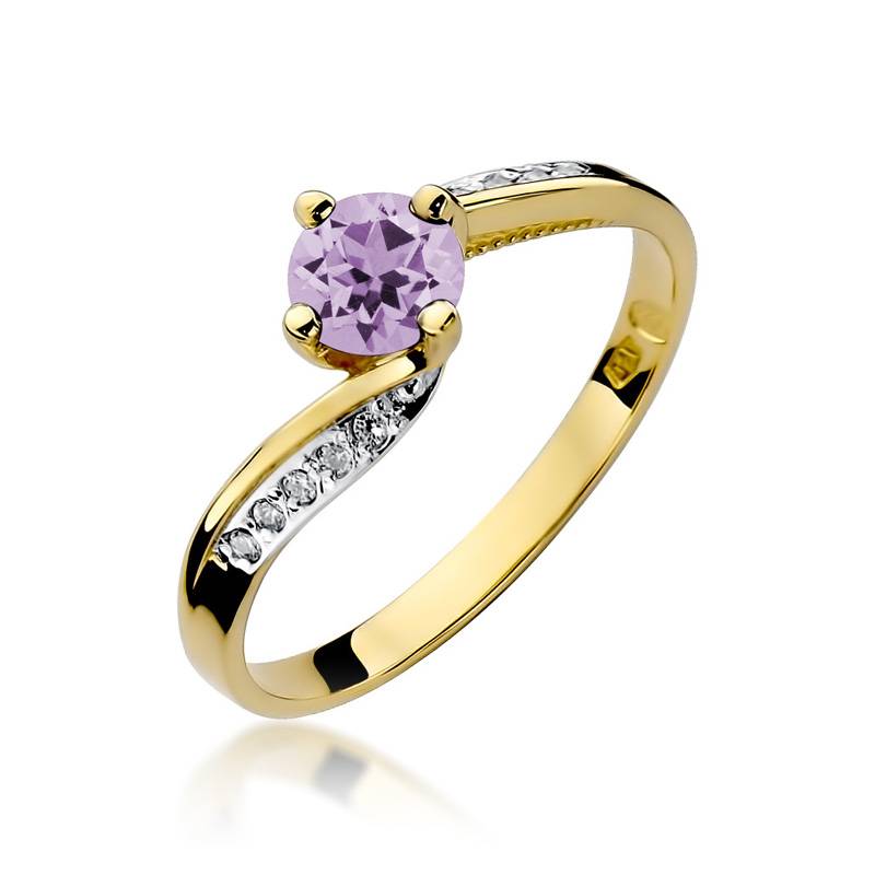 Bague en or avec améthyste 0,50 ct et diamants 0,05 ct
